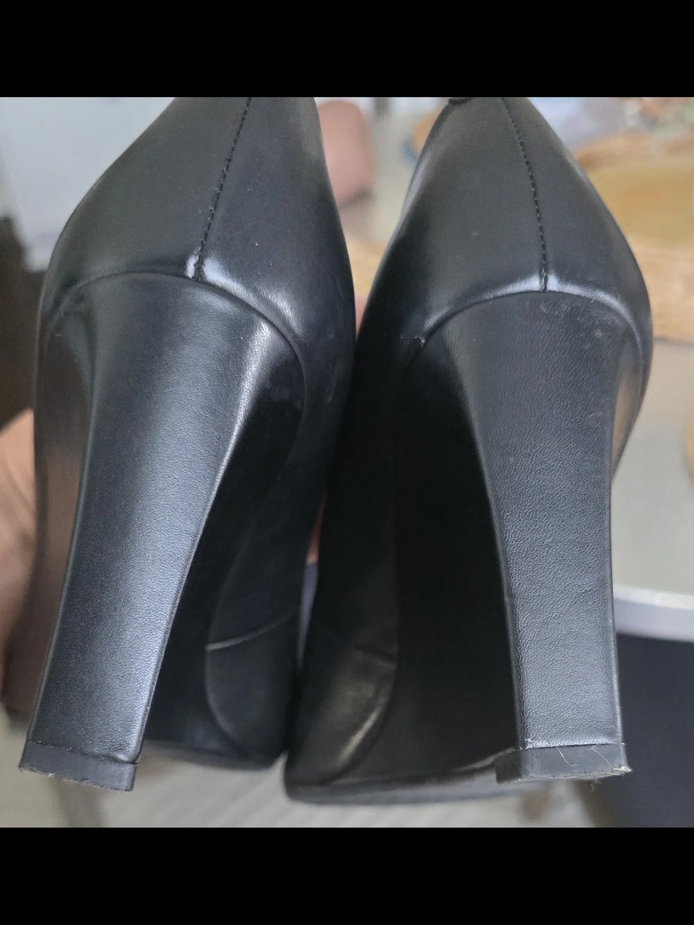 Tory Burch Women's Black Leather Luna 85 MM- Wedges with Gold Emblem. SIZE 8 - Picture 11 of 12